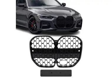 Priekinės Grotelės skirtos BMW G22 / G23 su standartiniu distroniku (be Driving Assistant Pro), juodos blizgios
