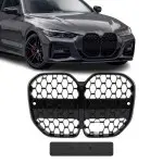 Priekinės Grotelės skirtos BMW G22 / G23 su standartiniu distroniku (be Driving Assistant Pro), juodos blizgios