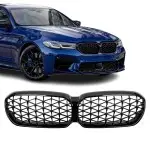 Diamond Priekinės Grotelės skirtos BMW G30 / G31 / F90 LCI (20-23), juodos blizgios