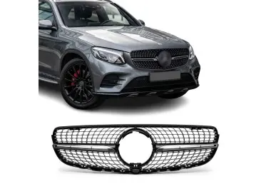 Diamond Priekinės Grotelės skirtos Mercedes GLC W253 / C253 / X253 (15-19) pre-facelift, juodos + chromuotos