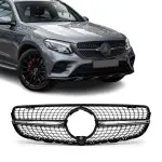 Diamond Priekinės Grotelės skirtos Mercedes GLC W253 / C253 / X253 (15-19) pre-facelift, juodos + chromuotos