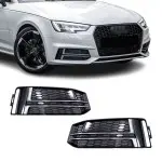Priešrūkinių Grotelės / Dangteliai, komplektas skirtas Audi A4 B9 (15-19) S-Line, be distroniko, blizgios + chromuotos