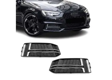 Priešrūkinių Grotelės / Dangteliai, komplektas skirtas Audi A4 B9 (15-19) S-Line, be distroniko, juodos + chromuotos