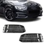 Priešrūkinių Grotelės / Dangteliai, komplektas skirtas Audi A4 B9 (15-19) S-Line, be distroniko, juodos + chromuotos