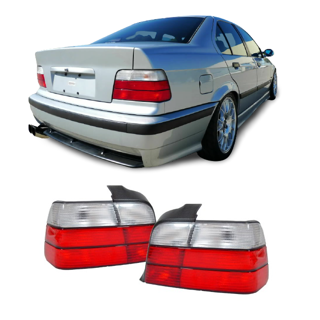Tail lights for BMW E36 sedan (90-99), red + white