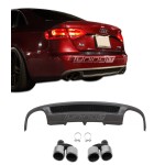 Rear bumper diffuser for Audi A4 B8 (08-12), 2x2 with quad exhaust tips