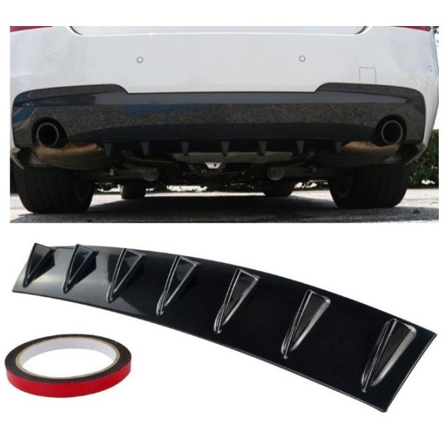 Universal rear bumper diffuser, black, 85x15 cm