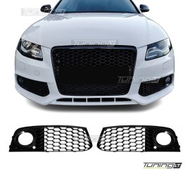 RS-style fog light grille / covers for Audi A4 B8 (08-12), glossy black