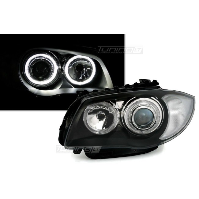 Headlights with white angel eyes DEPO V2 for BMW E81 / E82 / E87 / E88 (04-11)