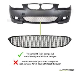 Central lower grille for BMW E60 / E61 (03-10) M5 style bumper