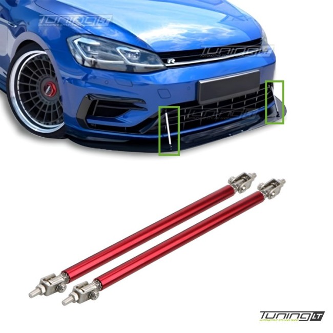Universal support bar for bumper spoilers / splitters, set of 2, red Universal support bar for bumper spoilers / splitters, set of 2, red