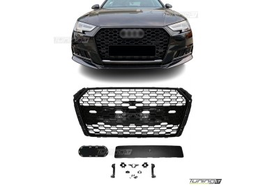 RS-style front grille for Audi A4 B9 (16-19), glossy black