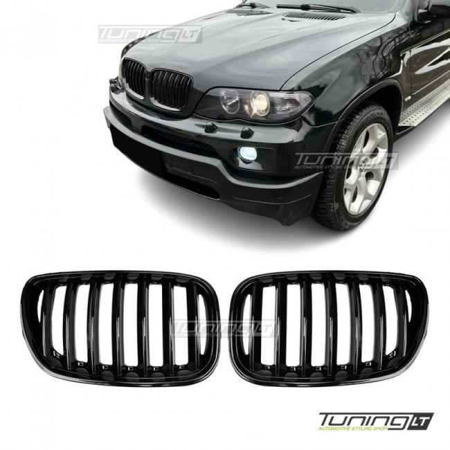 Kidney Grille for BMW X5 E53 LCI (04-06), glossy black Kidney Grille for BMW X5 E53 LCI (04-06), glossy black