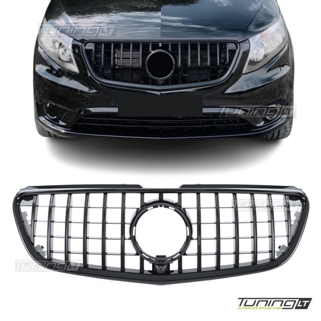 GT R Panamericana style Front Grille for Mercedes Vito W447 (14-19), glossy black