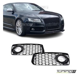 RS-style Fog light Grille / Covers for Audi A5 B8 S-Line / S5 (07-11), glossy black