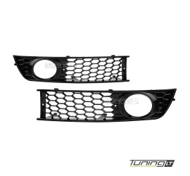 RS-style Fog light Grille / Covers for Audi A4 B6 (01-05), glossy black