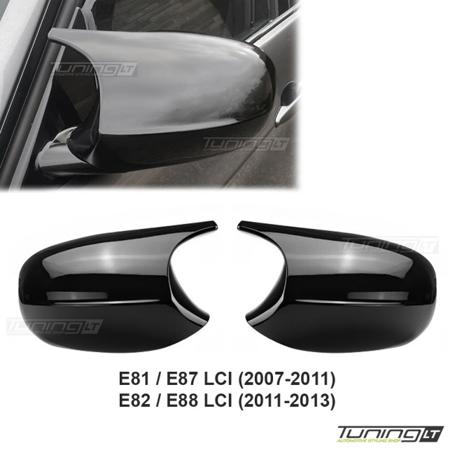 M style Mirror Caps set for BMW E81 / E82 / E87 / E88 LCI, glossy black