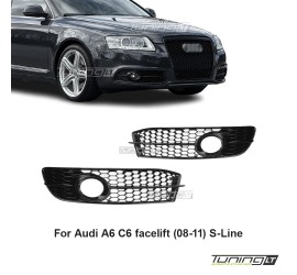 RS-style Fog light Grille / Covers set for Audi A6 C6...