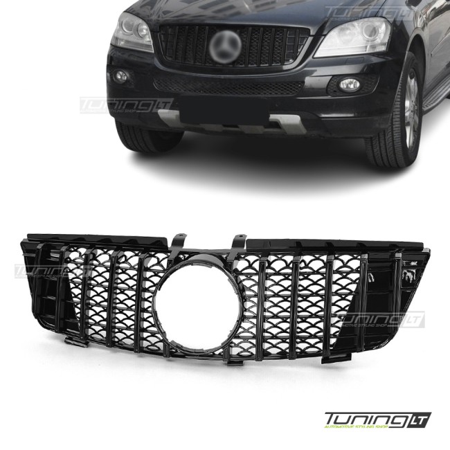 GT R Panamericana išvaizdos Priekinės Grotelės skirtos Mercedes ML W164 (05-08), juodos blizgios GT R Panamericana išvaizdos Priekinės Grotelės skirtos Mercedes ML W164 (05-08), juodos blizgios