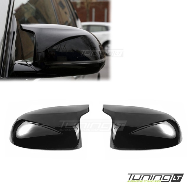 M look Veidrodėlių Dangteliai, komplektas skirtas BMW F15, F16, F25 LCI, F26, juodi blizgūs M look Veidrodėlių Dangteliai, komplektas skirtas BMW F15, F16, F25 LCI, F26, juodi blizgūs