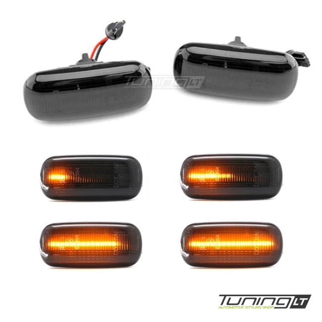 LED Dinaminiai Posūkiai ant sparnų, komplektas skirtas Audi A3 / A4 / A6, tamsinti LED Dinaminiai Posūkiai ant sparnų, komplektas skirtas Audi A3 / A4 / A6, tamsinti