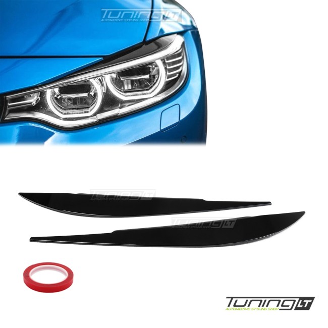 Headlights Eyebrows / Trims for BMW F32 / F33 / F36, glossy black Headlights Eyebrows / Trims for BMW F32 / F33 / F36, glossy black