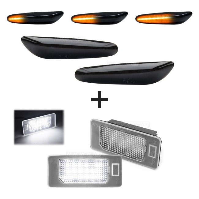 LED dinaminiai posūkiai ir LED numerių apšvietimas, komplektas skirtas BMW E92 / E93