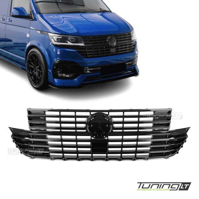 Priekinės Grotelės skirtos VW T6.1 (19-24), juodos blizgios Priekinės Grotelės skirtos VW T6.1 (19-24), juodos blizgios