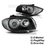 Headlights with white angel eyes DEPO V2 for BMW E81 / E82 / E87 / E88 (04-11)