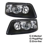 Priekiniai žibintai, komplektas skirtas VW T5 (03-09), juodi