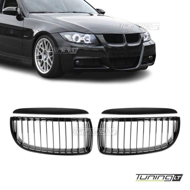 Kidney grille for BMW E90 / E91 (05-08), matte black Kidney grille for BMW E90 / E91 (05-08), matte black