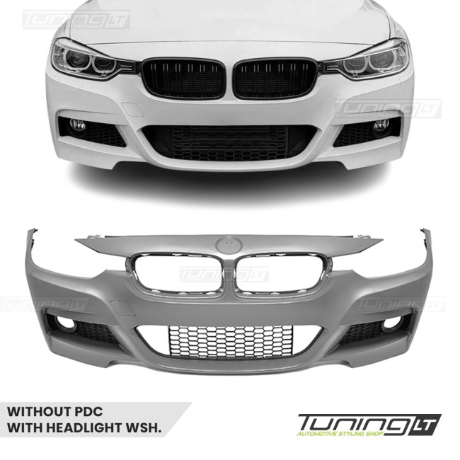 M-Pack Priekinis Bamperis skirtas BMW F30 / F31, be PDC, su žibintų apiplovimo angomis