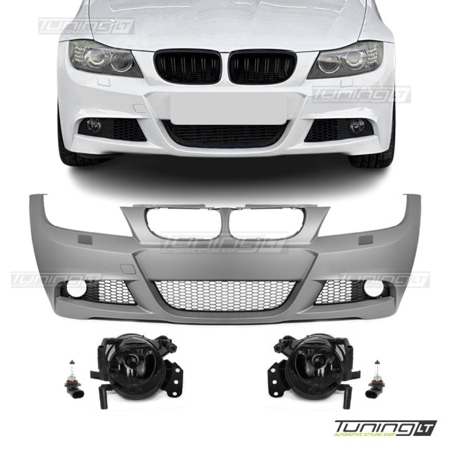 M-Pack Priekinis Bamperis, skirtas BMW E90 / E91 LCI (08-11), su tamsintais priešrūkiniais