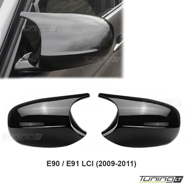 M style Mirror Caps set for BMW E90 / E91 LCI (09-11), glossy black M style Mirror Caps set for BMW E90 / E91 LCI (09-11), glossy black