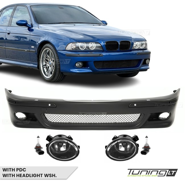 M Pack Front Bumper for BMW E39, with PDC and headlight washers, with clear fog lights M Pack Front Bumper for BMW E39, with PDC and headlight washers, with clear fog lights