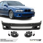 M Pack Front Bumper for BMW E39, with PDC and headlight washers, with clear fog lights