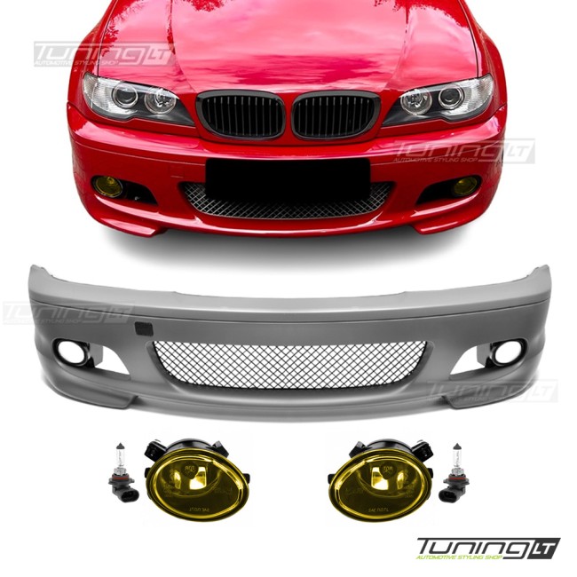 M-Tech Front Bumper for BMW E46 (99-06) coupe / cabrio, with yellow fog lights
