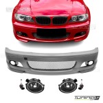 M-Tech Priekinis Bamperis, skirtas BMW E46 (99-06) coupe / cabrio, su skaidriais priešrūkiniais
