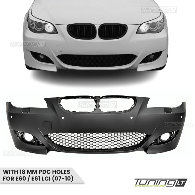 M look Priekinis Bamperis skirtas BMW E60 / E61 LCI (07-10) su 18 mm PDC angomis M look Priekinis Bamperis skirtas BMW E60 / E61 LCI (07-10) su 18 mm PDC angomis