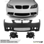 M3 style Front Bumper for BMW E90 / E91 (05-08), without PDC and washer holes, with smoked fog lights