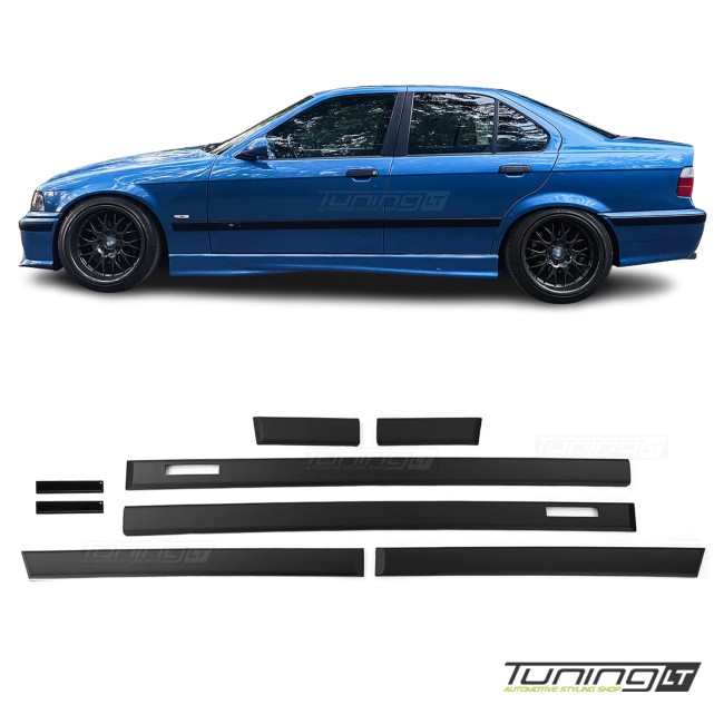 M išvaizdos Platūs šoniniai Durų Moldingai, komplektas skirtas BMW E36 Sedan / Touring (90-99)
