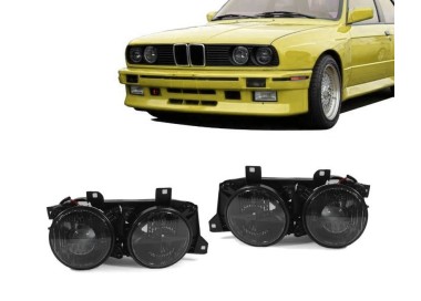 Headlights with lenses for BMW E30 (84-94), smoked 