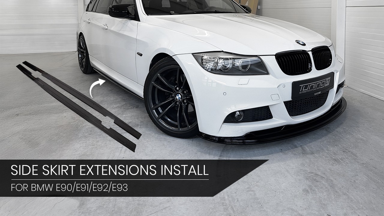 OUR SIDE SKIRT EXTENSIONS FOR BMW E90 / E91 INSTALLED (VIDEO)