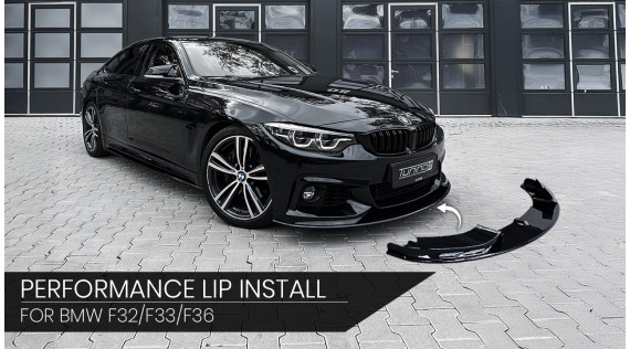 BMW F32 / F33 / F36 M Sport modeliams skirtas priekinis Performance lipas (VIDEO)